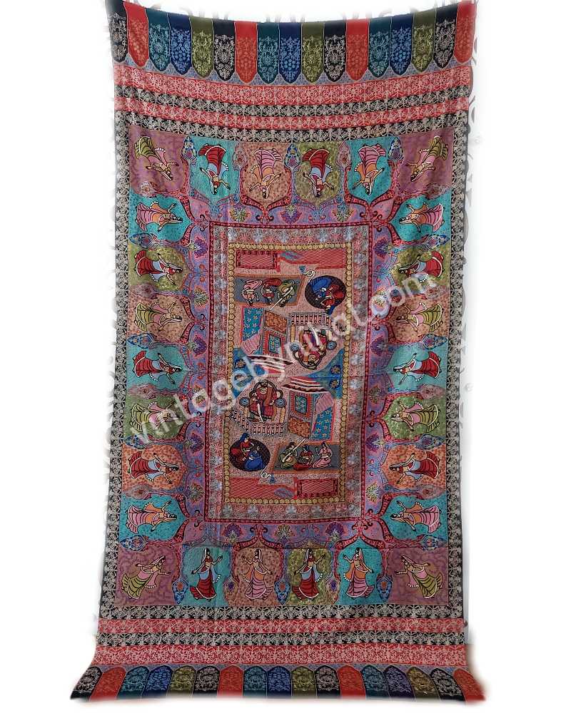ROYAL DARBAR Pure Pashmina Kalamkari Embroidered Hand Painted Shawl 